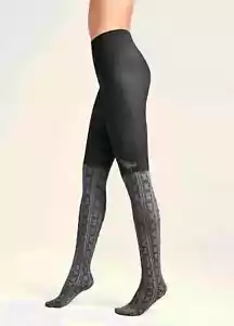 NIB Wolford Rex Xmas Tights - Black/Ash - Size: Large - Picture 1 of 4