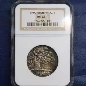 1935 Connecticut Half Dollar 50c Commemorative - NGC MS 64 - Picture 1 of 4