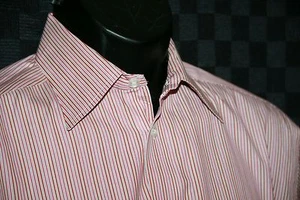Eton men's dress shirt 15 42 red stripe slim fit contemporary French cuffs - Picture 1 of 6