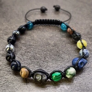 Mens Braided Adjustable String Bracelet Gemstone Beads Healing Chakra Energy - Picture 1 of 15