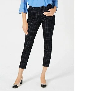 NWT NEW Charter Club Bristol Skinny ankle Blue white plaid check jeans 8 P 30X27 - Picture 1 of 8