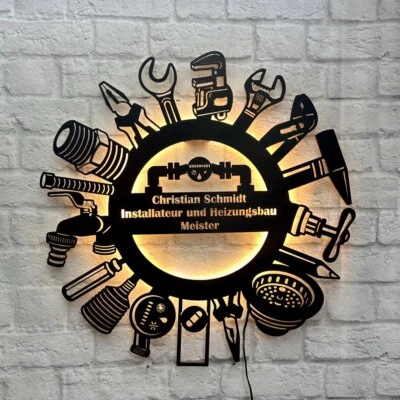 WOODFRIENDS Geschenk für Heizungsbau Meister Schild Installateur Heizungsbauer Handwerker