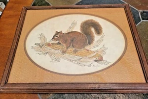 Mollie Jones gerahmtes Eichhörnchen signiert nummeriert 177/300 Aquarelldruck - Bild 1 von 4
