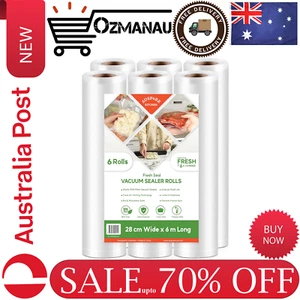 AUSPURE Vacuum Food Sealer, 6 Rolls 28 CM x 6M, Commercial Grade Vacuum Storage - Picture 1 of 9