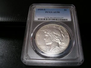 1935-S Silver Peace Dollar $1 PCGS AU50 - Picture 1 of 2