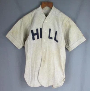 Vintage 1930s Hill School Wool Flannel Baseball Uniform Shirt Sun Collar Antique - Picture 1 of 14