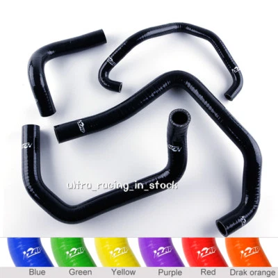 Black For Kawasaki Ninja ZX6R ZX-6R 636cc/ ZX 636 05 06 Silicone Radiator Hoses - Image 1 of 4