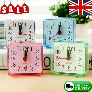 Square Simple Quartz Alarm Clock Cute Portable Travel Table Bedside Clock` - Picture 1 of 16