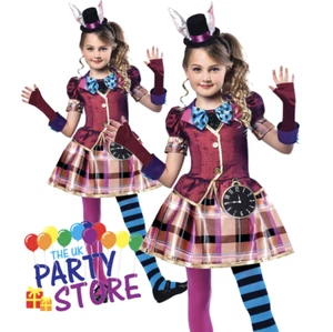 Girls MISS HATTER Child + Teen Fancy Dress Costume Halloween Book Child Kids Mad - Picture 1 of 2