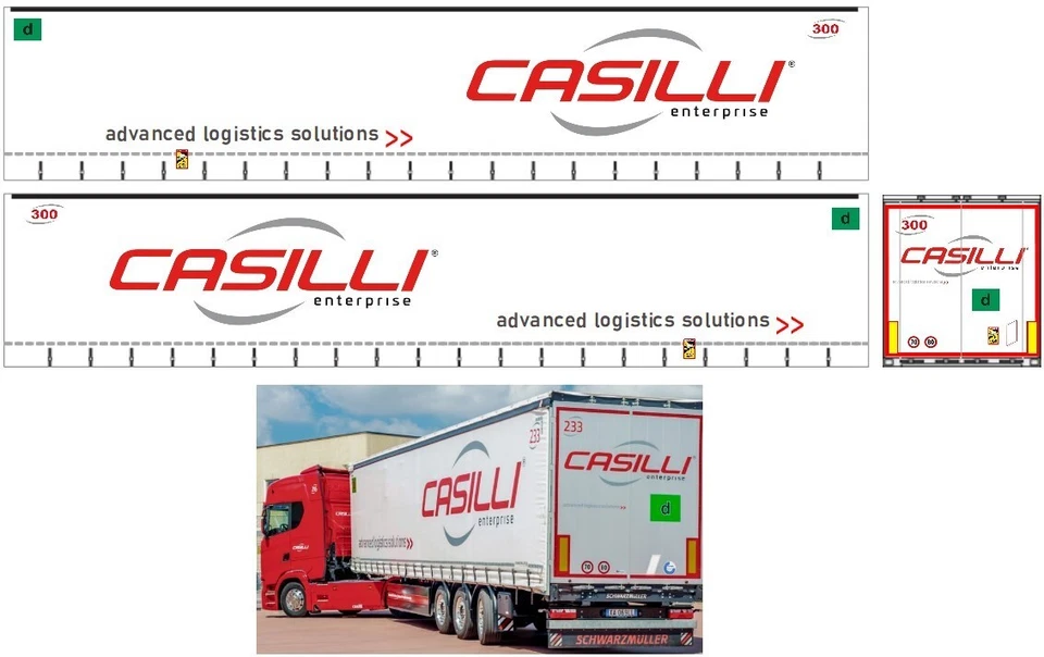 Grafica adesiva "CASILLI LOGISTICA" 2025 x semirimorchi Herpa 1/87 nuovo logo - Immagine 1 di 1