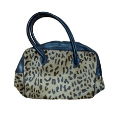 Barneys New York Ladies Tan Black Double Handle Leopard Print Leather Handbag