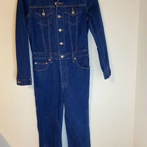Women’s Levi’s Iconic Jumpsuit Dark Wash Blue Mechanics Overalls Utility Size S - Picture 1 of 4