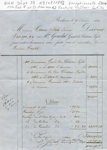 Dépt 33 - Bordeaux Château LAFITE - Rare Facture 194500 F Or (1 000 000 €) 1863 - Imagen 1 de 1