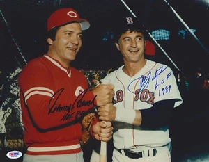 JOHNNY BENCH CARL YASTRZEMSKI SIGNED 11x14 PSA DNA C30752 W/ HOF 89 INSCRIPTION - Picture 1 of 1