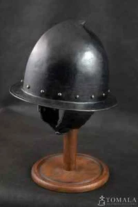 Casco Caballero Medieval Cabasset Infantería Acero Casco Morion Español Con Soporte - Imagen 1 de 5