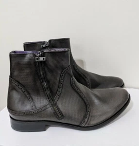 Botas al tobillo Robert Graham Vandam para hombre con doble cremallera cuero gris peltre talla 10 - Imagen 1 de 8
