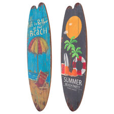 2 Beach Wood Surfboard Wall Art Plaques with Hawaii Letters