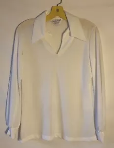 Vintage Lady Manhattan Womens 12 Lightweight White Long Sleeve Pullover Collar - Picture 1 of 7