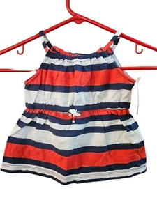 Carter's toddler girls sun dress Americana design size 12mths navy blue & White - Picture 1 of 7