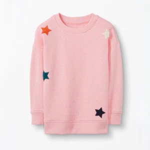 Hanna Andersson Pink Easy Art Sweatshirt 150 / 12 Terry Stars - Picture 1 of 10