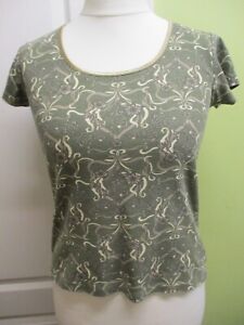 SOON SIZE 12 WOMENS OLIVE GREEN FLORAL T-SHIRT