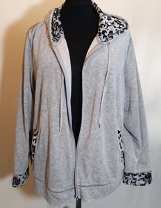 New York Laundry Hoodie Womans 2X Gray & Black Inside & Outside Pockets Soft - Picture 1 of 7