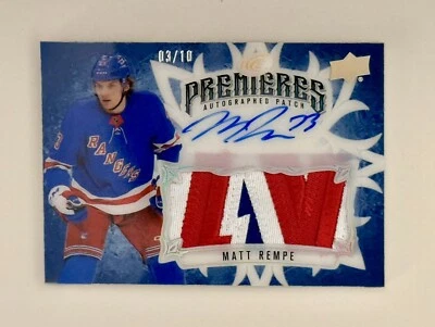 2024-25 UD ICE - MATT REMPE - PREMIERES AUTOGRAPHED PATCH /10 - ROOKIE AUTO RPA - Image 1 of 2