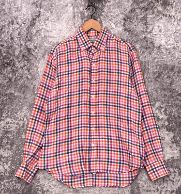 Camisa Ledbury Grande Para Hombre Calce Ajustado Colorido Lino Cuadros Guinga Manga Larga Foto 1 de 4