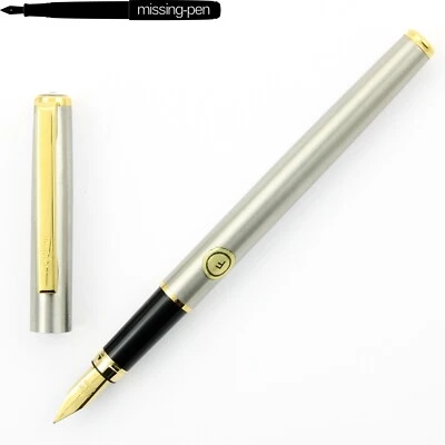 Pluma Estilográfica Antigua Reform Acero Inoxidable Plateada con Chapado en Oro F, M, B-nueva en Caja Foto 1 de 4