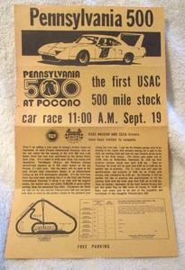 Collectible~Promotional Flyer~Pennsylvania 500~Sept. 19~Pocono Intl. Raceway - Picture 1 of 6