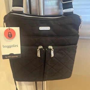 Baggallini Quilted Horizon Crossbody Handtasche Reise Schwarz Neu mit Etikett - Bild 1 von 7