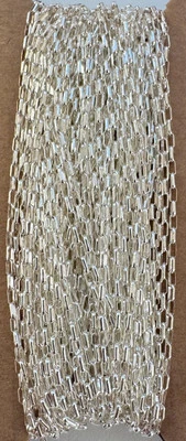 Cadena enrollable ovalada plana de plata de ley 0,925 a pie (C10533S) de 1,4 mm x 3,5 mm Foto 1 de 4