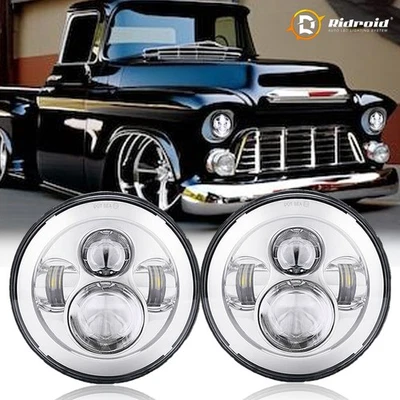 Pair 7" Inch Round LED Headlights Projector Hi/Lo Beam For 1963-1978 Chevy Nova - Image 1 of 4