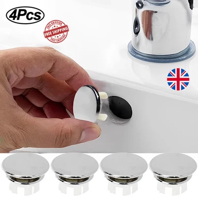 4x Silver Sink Overflow Cover Ring Trim Caps for Kitchen & Bathroom Basin - Image 1 of 4
