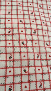 VTG 1988 Christmas Fabric Cotton Check Candy Cane and Hearts 2 Yds x 44" - Picture 1 of 3