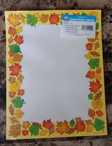 Computer Printer Paper 50 Sheets Fall Autumn Leaves Border Stationery - Picture 1 of 1