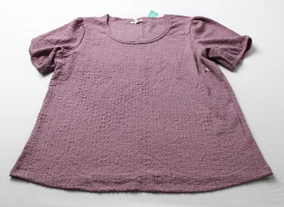 Maurices Women's Crew Neck Pucker Puff Sleeve Top AC2 Purple Size 2XL NWT  - Image 1 of 3