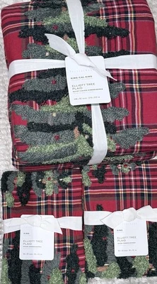 Edredón Pottery Barn Elliot Tree bordado a cuadros King y 2 fundas King Foto 1 de 2