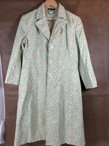 Vintage Express Ditzy Blumen Knopfleiste Frühlingsmantel grün gelb Größe Large - Bild 1 von 7
