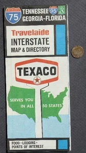 1969 Texaco Oil Gas service station Florida Tennessee Georgia Interstate map - - Picture 1 of 1