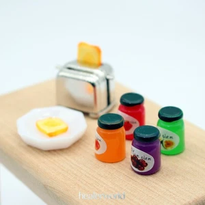 1 Set Maßstab 1/12 Puppenhaus Miniaturen Lebensmittel Marmelade Brot Maschine Geschirr Harz - Bild 1 von 7