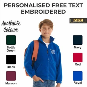 Personalised Uneek Children Full Zip Micro Fleece Jacket Embroidered Kids Coat - Picture 1 of 12