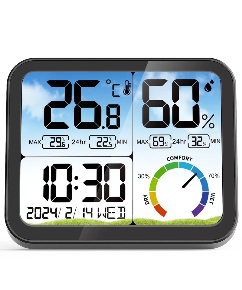 Vocoo Large Digital Temperature & Humidity Monitor Indoor Room Thermometer. 5.8" - Image 1 of 4