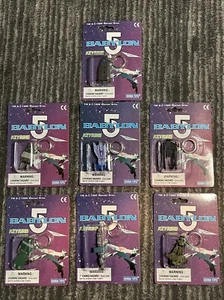 BABYLON 5 ~ Set Of 7 ~ 1995 Keychains ~ New In Original Package - Picture 1 of 9