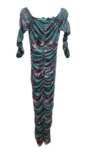 ZARA sz XS DRESS MAXI LONG MESH TULLE RUFFLE MULTI-COLOR SUMMER TURQUOISE BALL - Picture 1 of 7