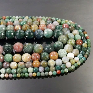 Indischer Achat Edelstein Facettiert Runde Perlen 15,5 Zoll 4 mm 6 mm 8 mm 10 mm 12 mm Zum Selbermachen - Bild 1 von 6