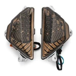 Smoke Front LED Turn Signal Light Fit Kawasaki Ninja 300/400/650/1000 ZX6R/636 - Foto 1 di 8