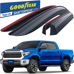 Sun Rain Visors Wind Rain Guards for 2007-2021 Toyota Tundra CrewMax - Picture 1 of 8