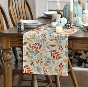 Table Runner 40x180cm Fall Decor Thanksgiving Elegant Artoid Mode Autumn Leaves - Picture 1 of 5