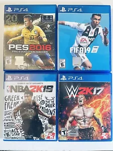 PS4 Sports Game Lot Of 4 PES Pro Evolution Soccer 2016 WWE 2K17 NBA 2K19 FIFA 19 - Picture 1 of 6